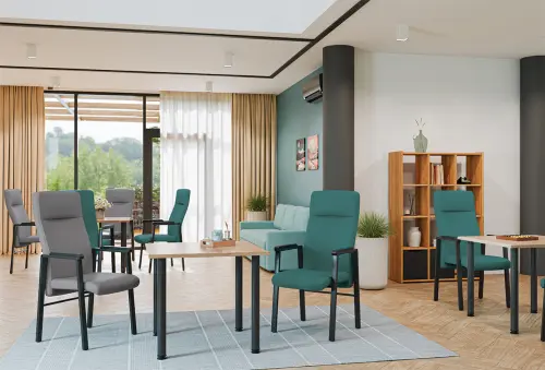 SENIOR STANDARD, seniorské konferenční křeslo, kostra černá, MEDI silikon leather šedá